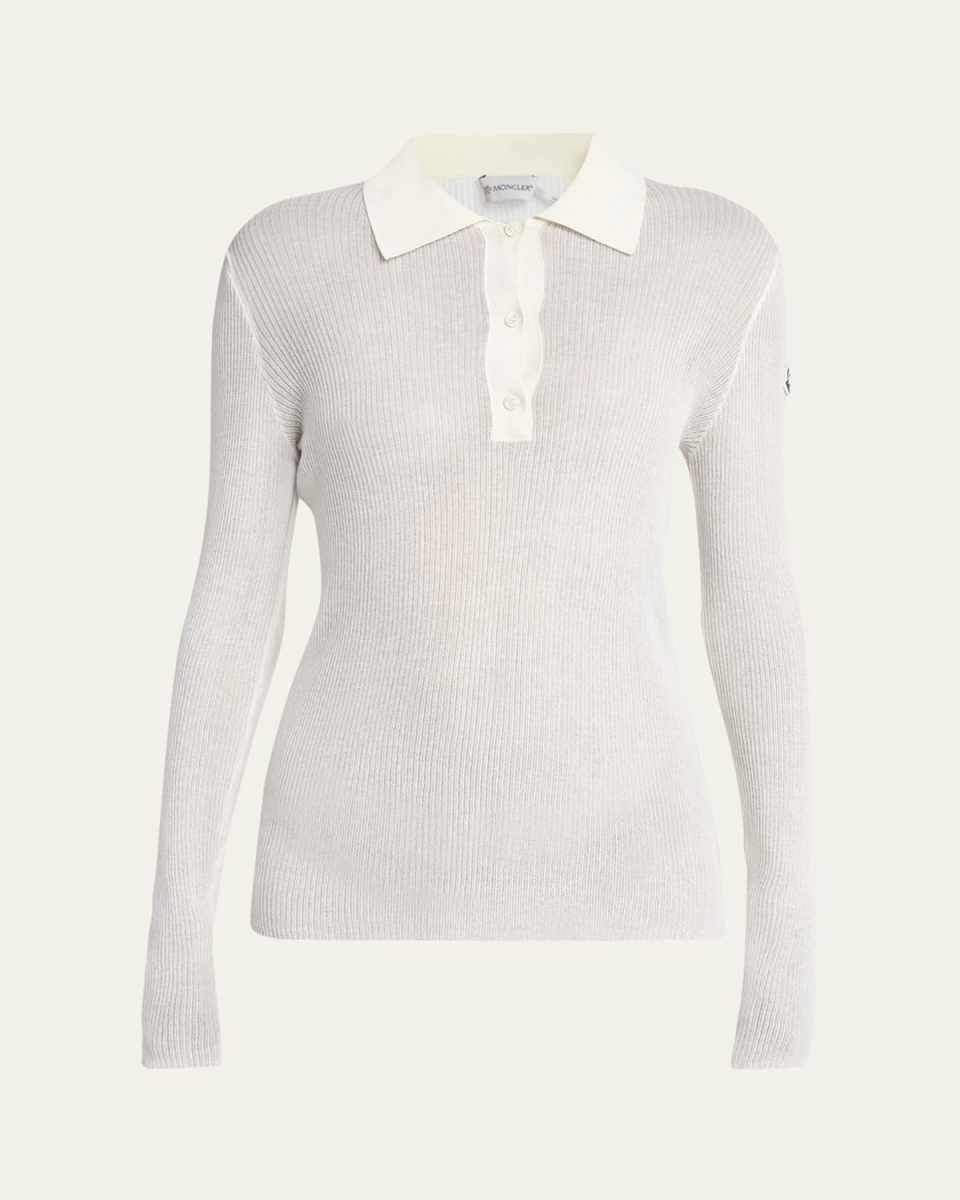 Long-Sleeve Ribbed Polo Shirt